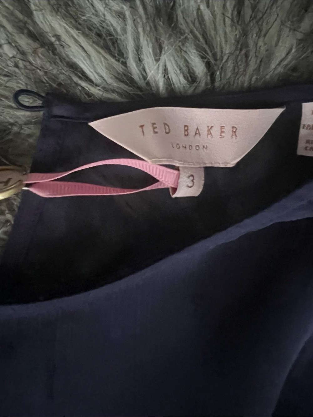 Ted Baker Navy Floral Long Sleeve Chiffon Dress - Picture 10 of 15